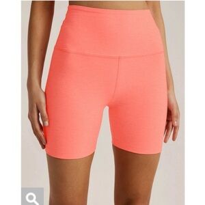 Beyond Yoga Spacedye Keep Pace Biker Shorts size L Electric Peach Coral NWOT